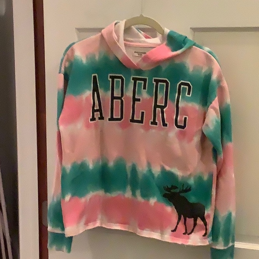 Abercrombie kids hood sweatshirt pink/green tyedye